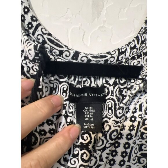 Adrienne Vittadini Sz M Black and White Print Halter Blouson Maxi Dress - Picture 5 of 9